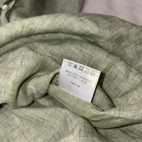 Loro Piana 100% Linen Andre Shirt sz XL Green Landscape Italian Luxury Menswear - Picture 10 of 11